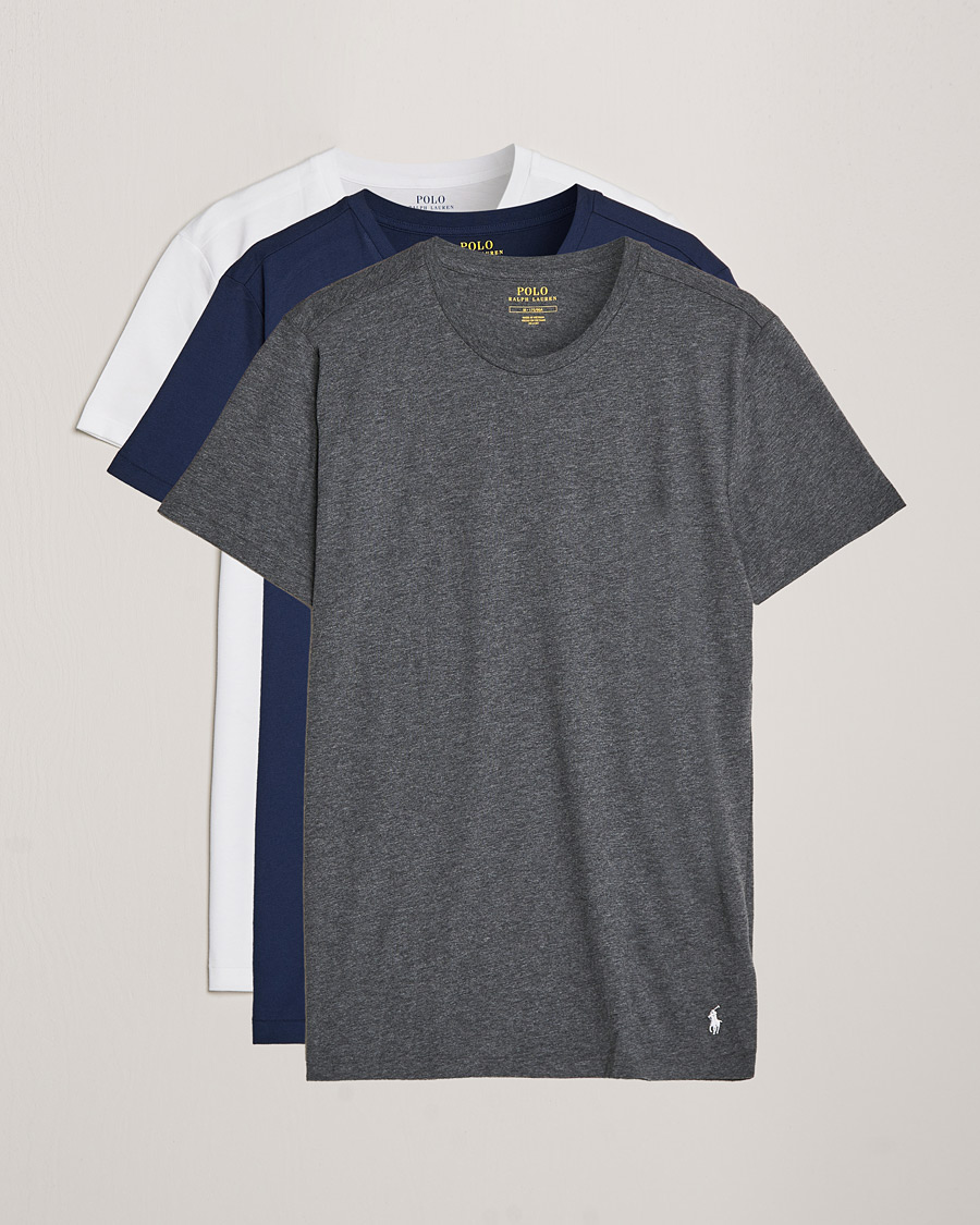 Homme |  | Polo Ralph Lauren | 3-Pack Crew Neck T-Shirt Navy/Charcoal/White