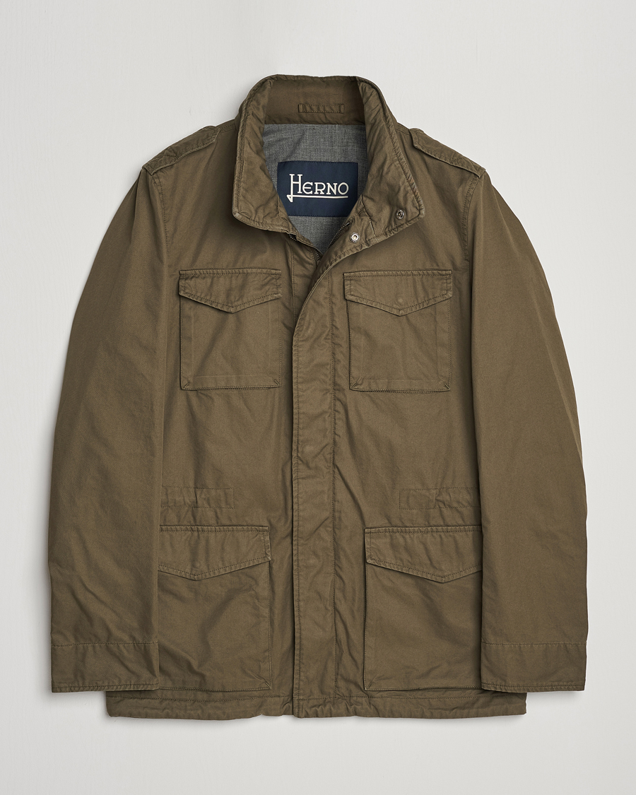 Homme | Manteaux Et Vestes | Herno | Cotton Field Jacket Army Green