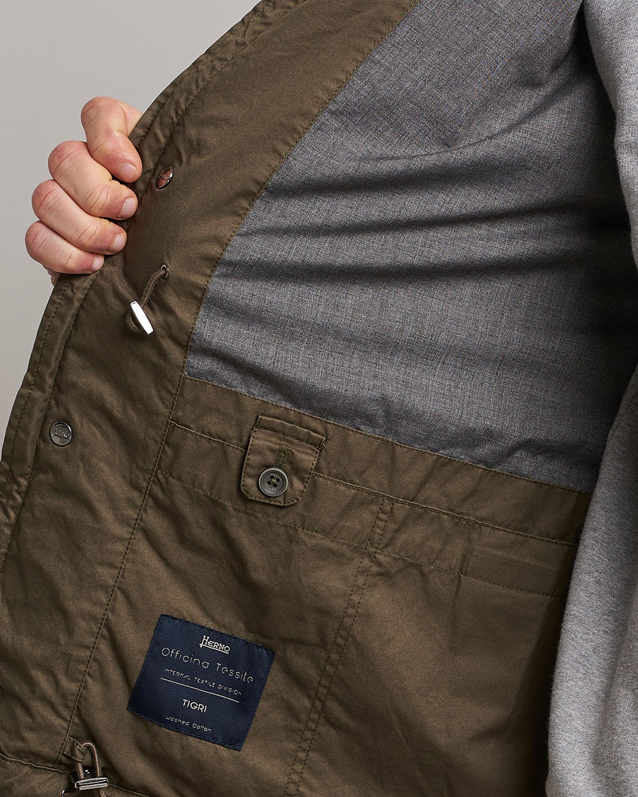 Homme | Manteaux Et Vestes | Herno | Cotton Field Jacket Army Green