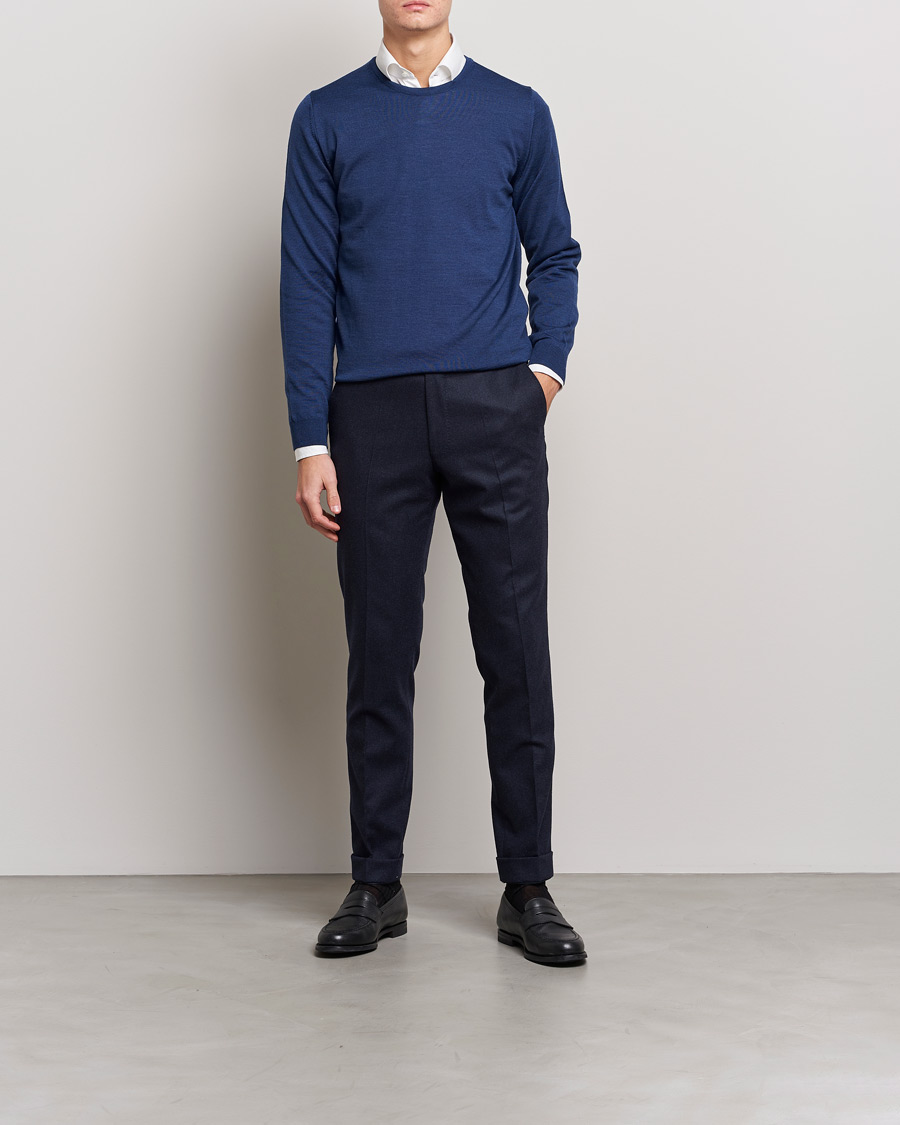 Homme | Pulls Et Tricots | Stenströms | Merino Crew Neck Blue