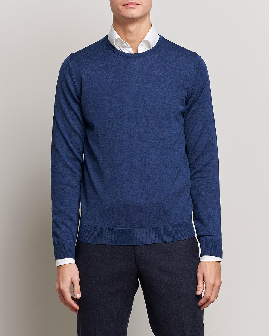 Homme | Pulls Et Tricots | Stenströms | Merino Crew Neck Blue