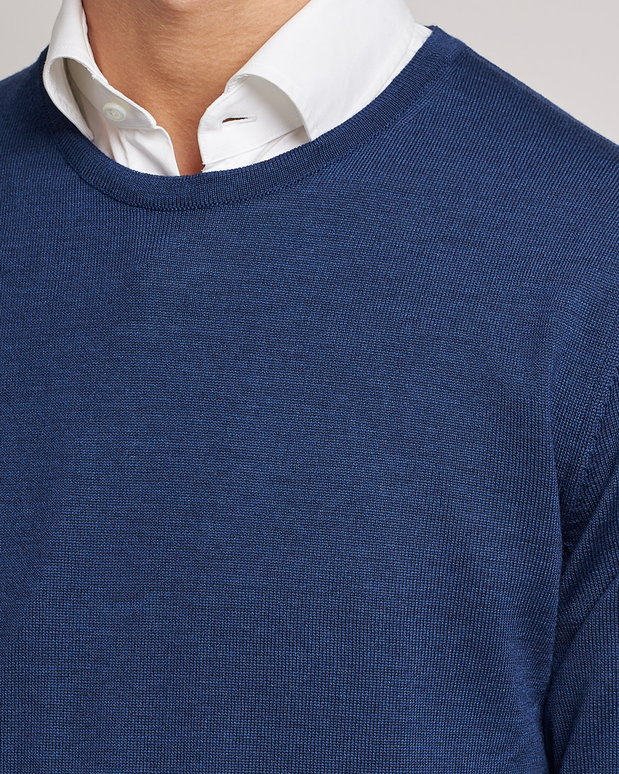 Homme | Pulls Et Tricots | Stenströms | Merino Crew Neck Blue