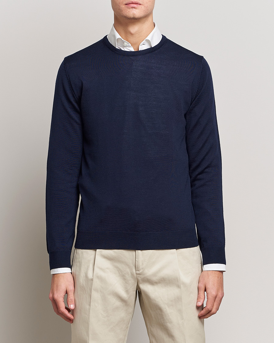 Homme | Pulls Et Tricots | Stenströms | Merino Crew Neck Navy