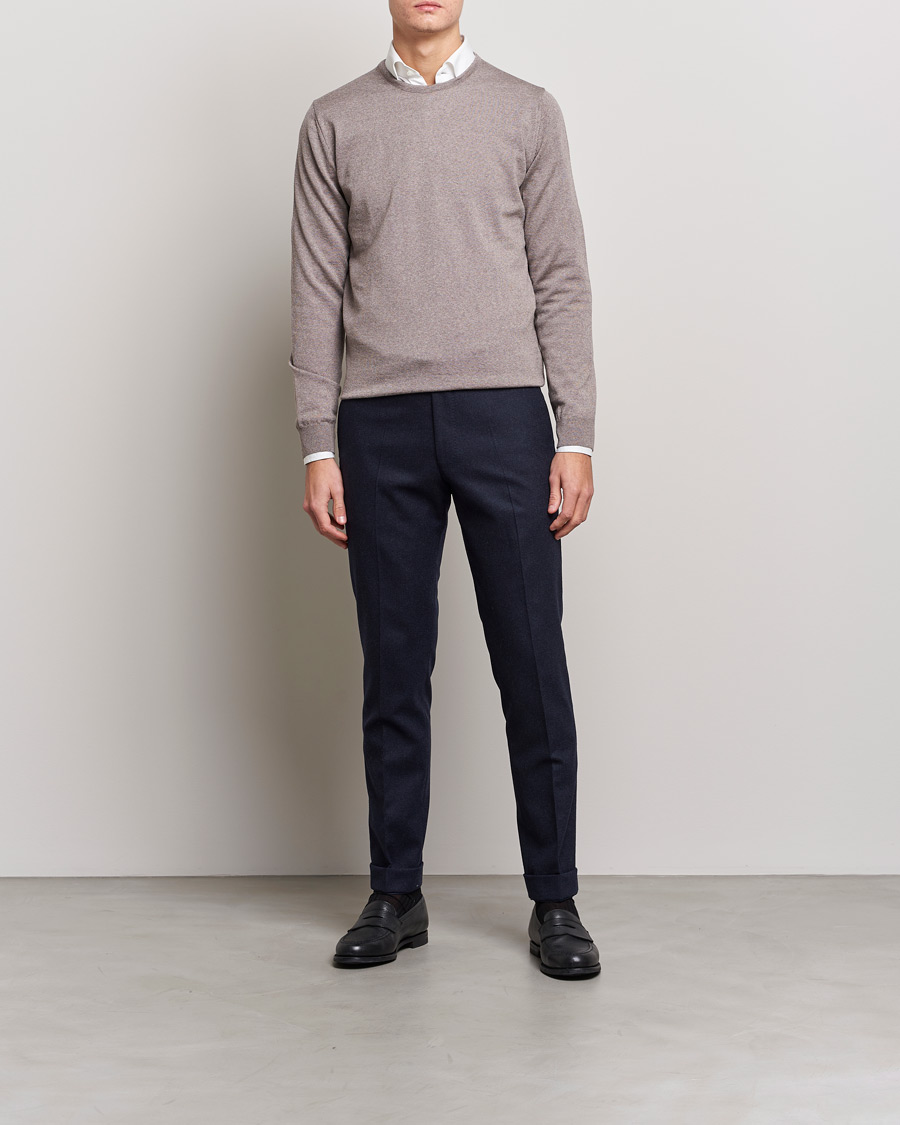 Homme | Pulls Et Tricots | Stenströms | Merino Crew Neck Mud Brown