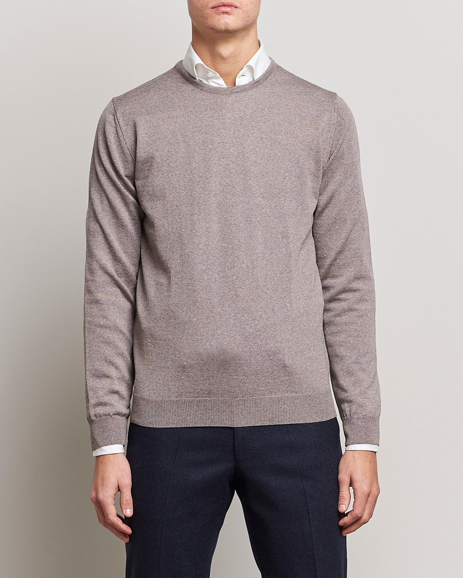 Homme | Pulls Et Tricots | Stenströms | Merino Crew Neck Mud Brown