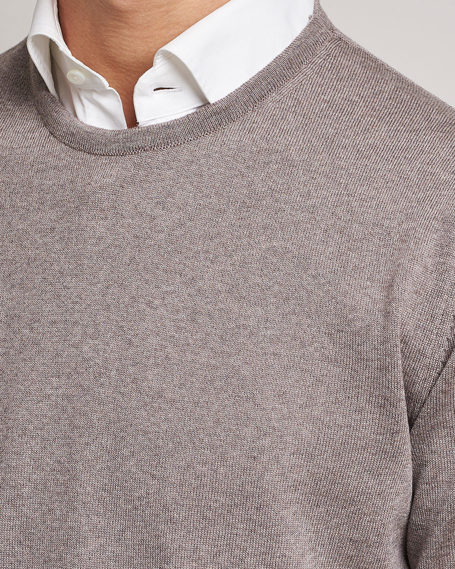 Homme | Pulls Et Tricots | Stenströms | Merino Crew Neck Mud Brown