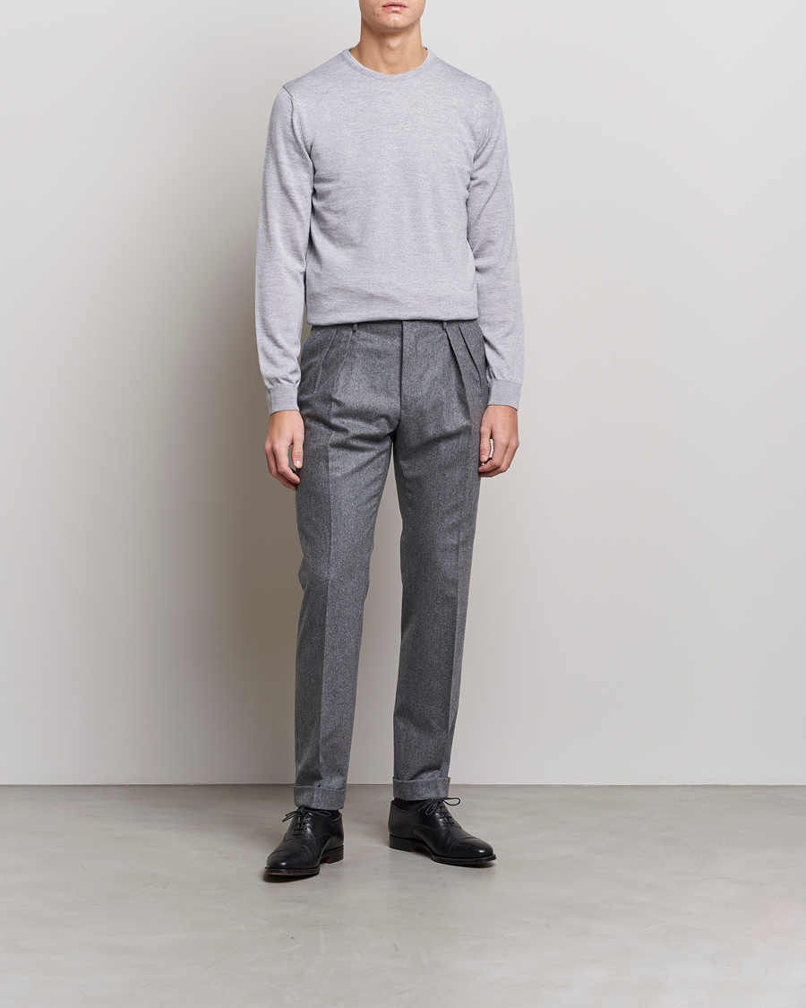Homme | Pulls Et Tricots | Stenströms | Merino Crew Neck Light Grey