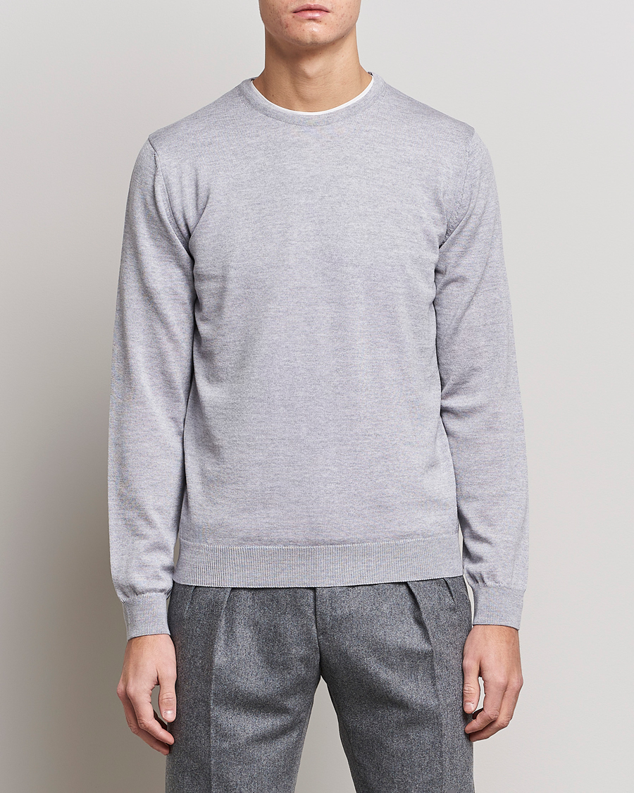 Homme | Pulls Et Tricots | Stenströms | Merino Crew Neck Light Grey