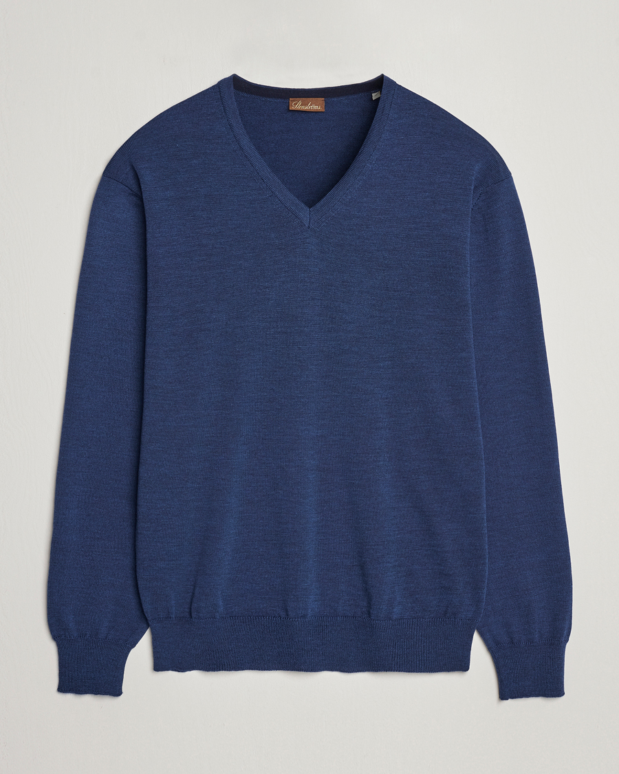 Homme | Pulls Et Tricots | Stenströms | Merino V-Neck Blue