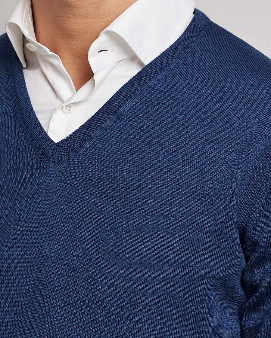 Homme | Pulls Et Tricots | Stenströms | Merino V-Neck Blue