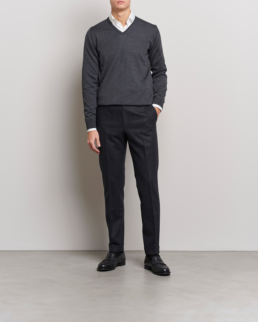 Homme | Pulls Et Tricots | Stenströms | Merino V-Neck Anthracite