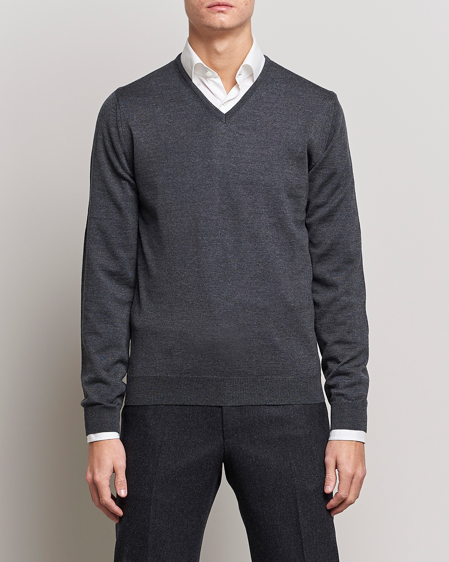 Homme | Pulls Et Tricots | Stenströms | Merino V-Neck Anthracite