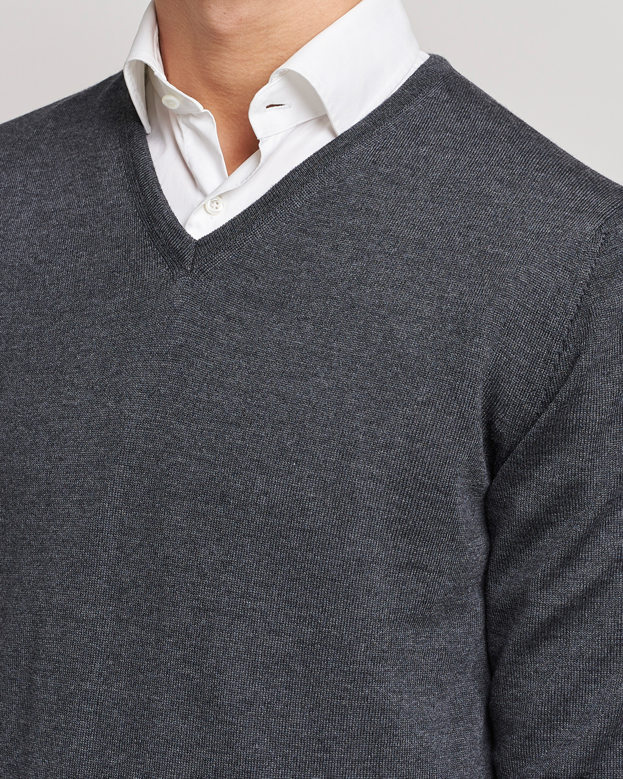 Homme | Pulls Et Tricots | Stenströms | Merino V-Neck Anthracite