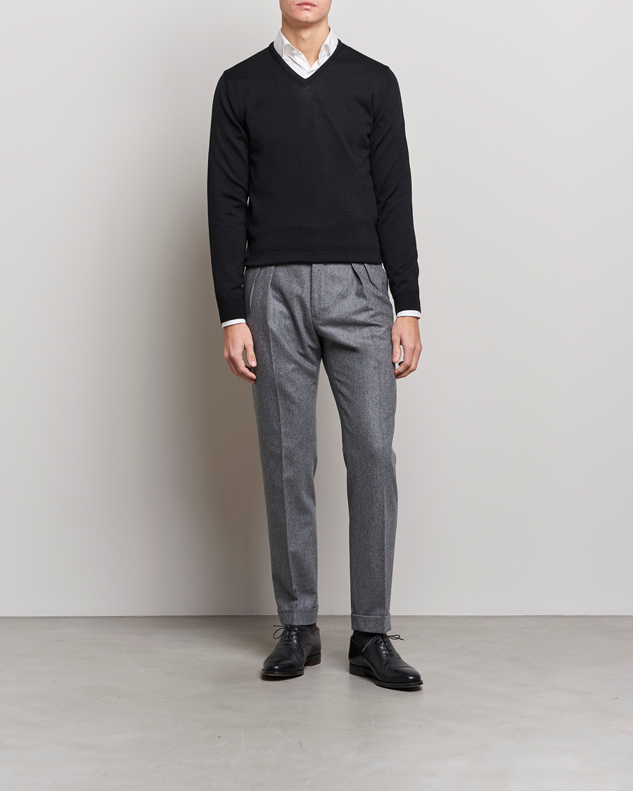 Homme | Pulls Et Tricots | Stenströms | Merino V-Neck Black