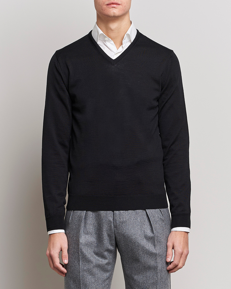 Homme | Pulls Et Tricots | Stenströms | Merino V-Neck Black