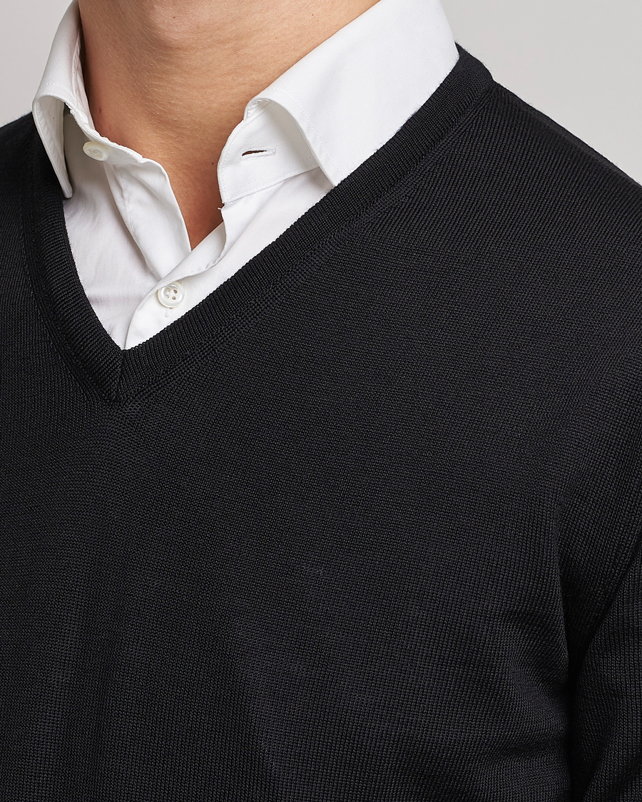 Homme | Pulls Et Tricots | Stenströms | Merino V-Neck Black