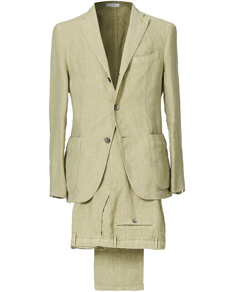 Homme | Costumes | Boglioli | K Jacket Patch Pocket Linen Suit Sage Green