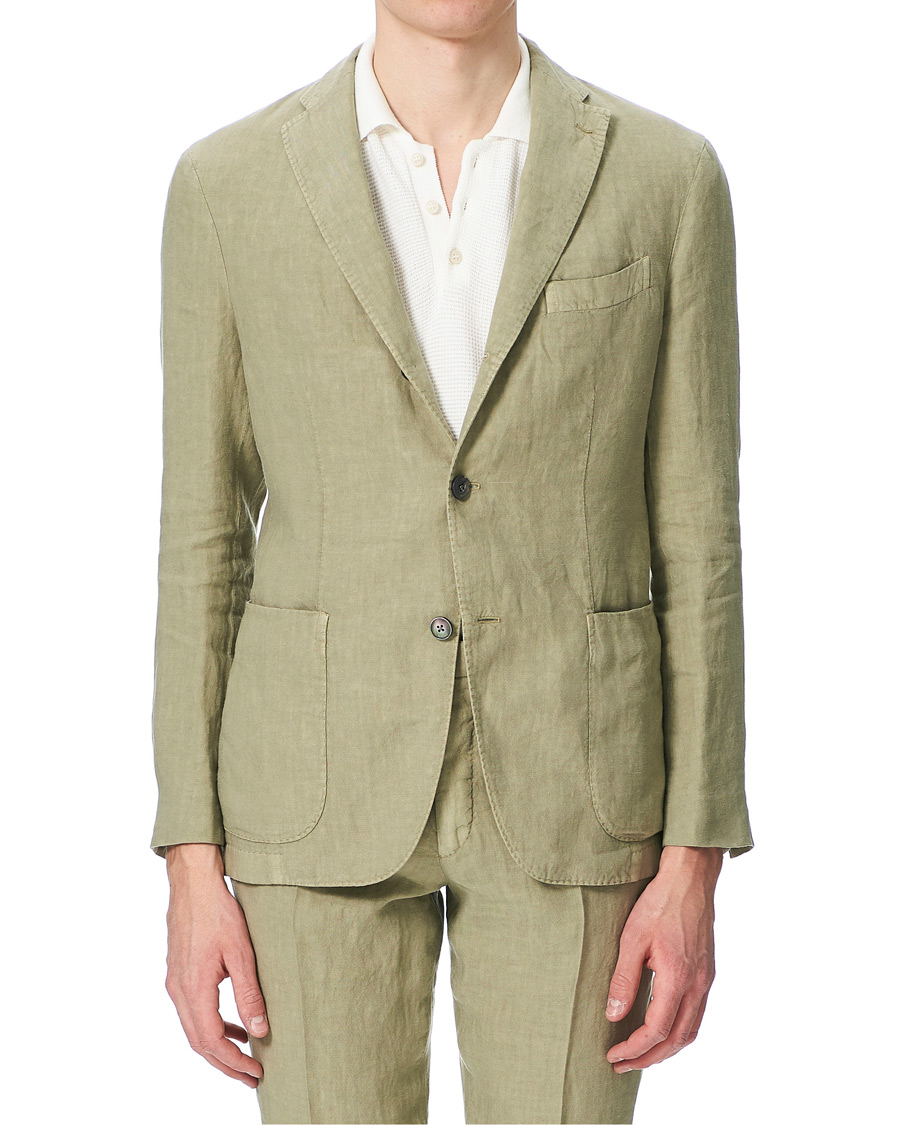 Homme | Costumes | Boglioli | K Jacket Patch Pocket Linen Suit Sage Green