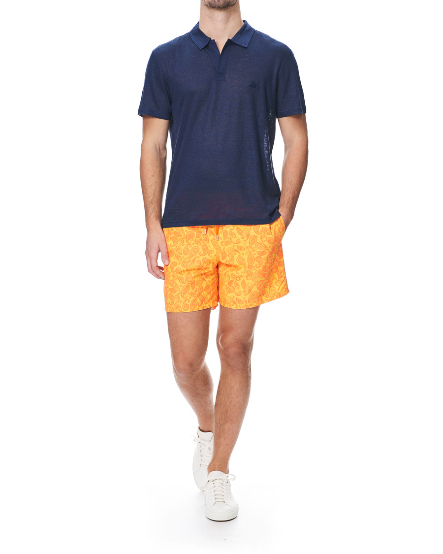 Homme | Polos | Vilebrequin | Pyramid Linen Jersey Polo Navy