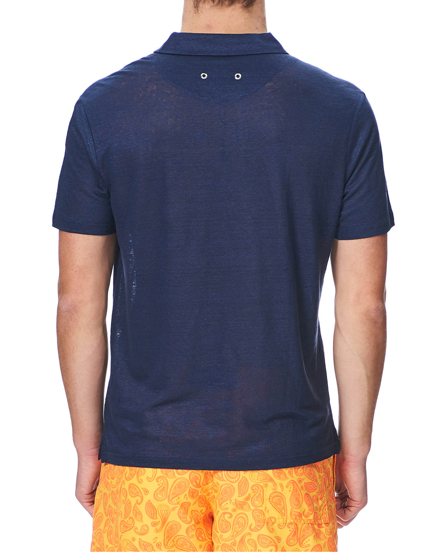 Homme | Polos | Vilebrequin | Pyramid Linen Jersey Polo Navy