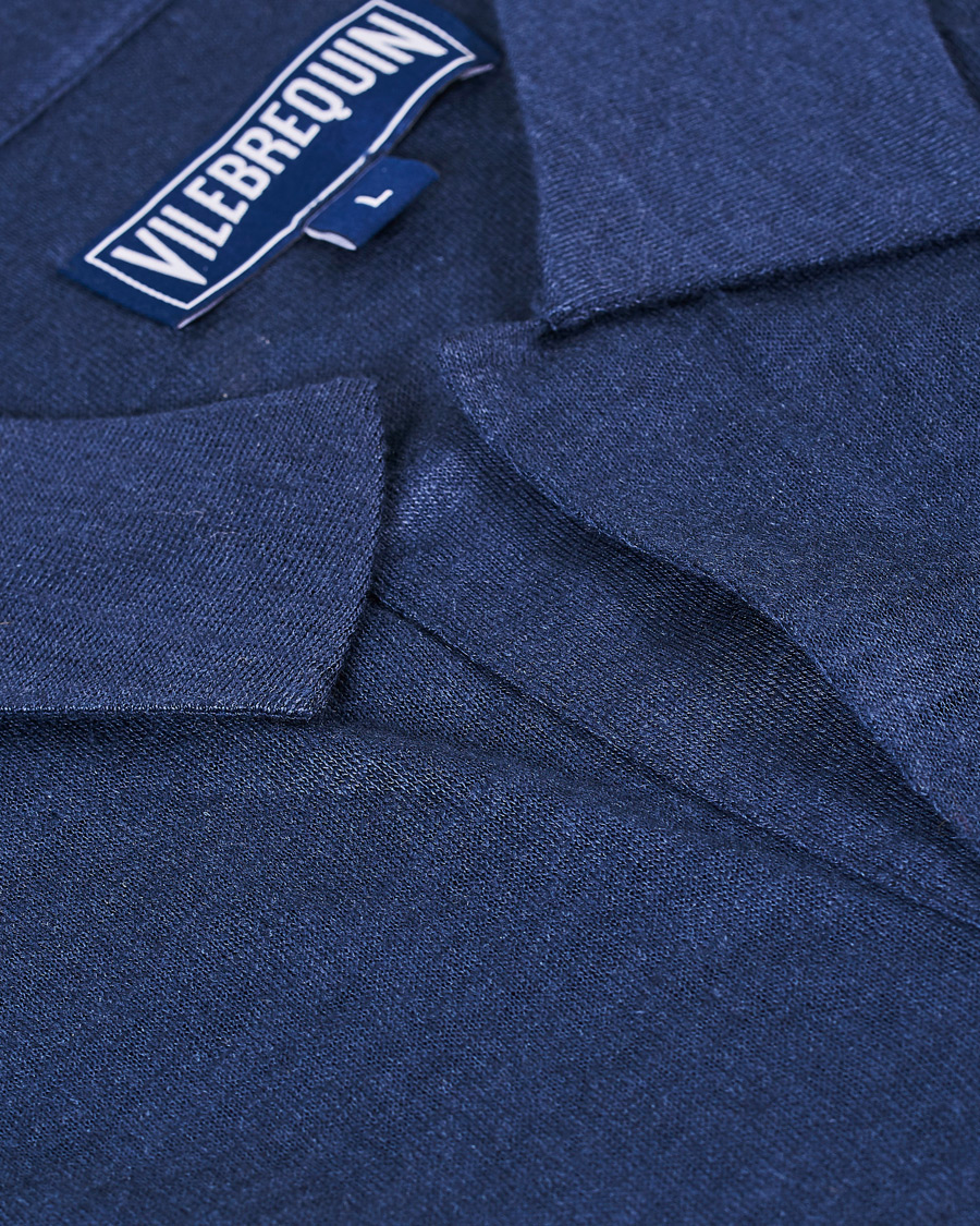 Homme | Polos | Vilebrequin | Pyramid Linen Jersey Polo Navy