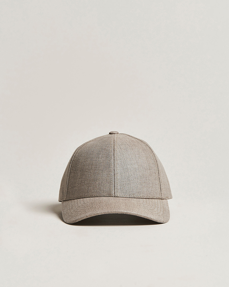 Homme | Varsity Headwear Linen Baseball Cap Argent Khaki | Varsity Headwear | Linen Baseball Cap Argent Khaki