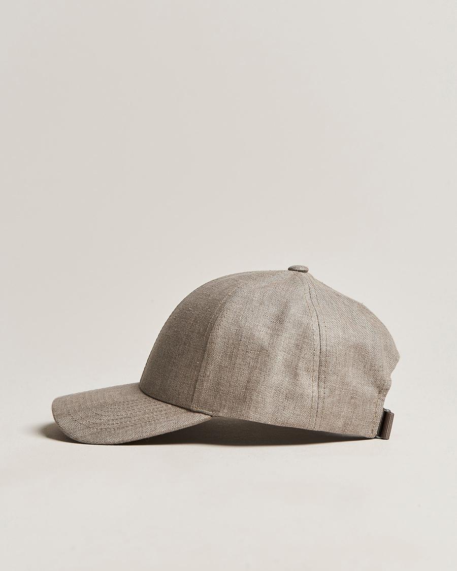 Homme | Varsity Headwear Linen Baseball Cap Argent Khaki | Varsity Headwear | Linen Baseball Cap Argent Khaki