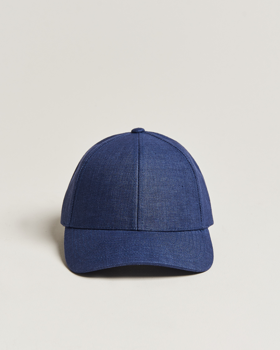 Homme | Bobs Et Casquettes | Varsity Headwear | Linen Baseball Cap Oxford Blue