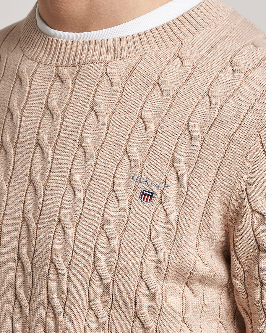 Homme | Pulls Et Tricots | GANT | Cotton Cable Crew Neck Dry Sand
