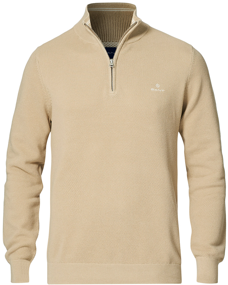 Homme | Pulls Et Tricots | GANT | Cotton Pique Half-Zip Sweater Dry Sand