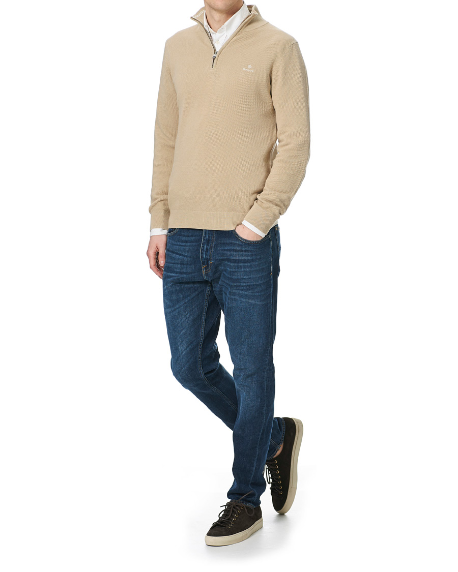Homme | Pulls Et Tricots | GANT | Cotton Pique Half-Zip Sweater Dry Sand