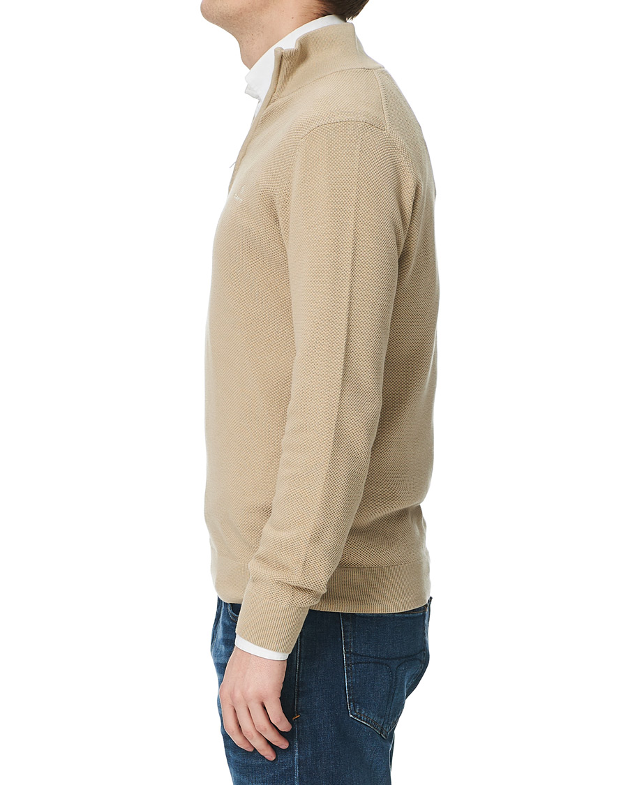 Homme | Pulls Et Tricots | GANT | Cotton Pique Half-Zip Sweater Dry Sand