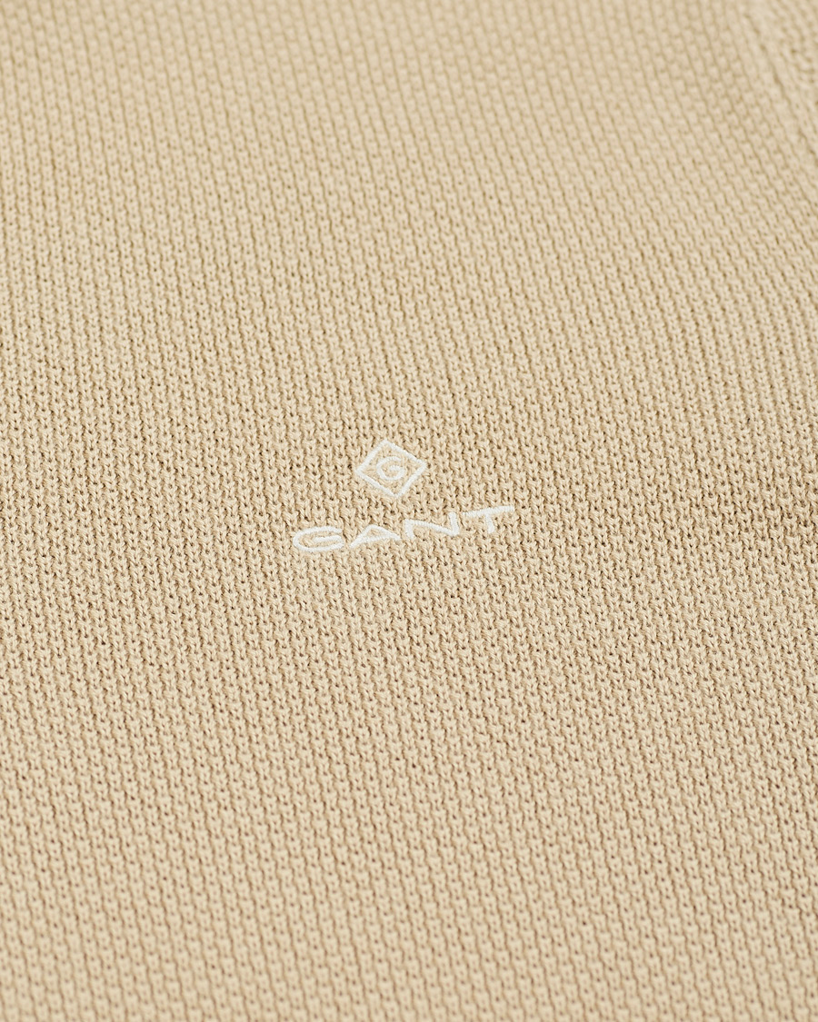 Homme | Pulls Et Tricots | GANT | Cotton Pique Half-Zip Sweater Dry Sand