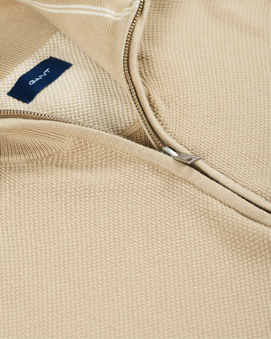 Homme | Pulls Et Tricots | GANT | Cotton Pique Half-Zip Sweater Dry Sand