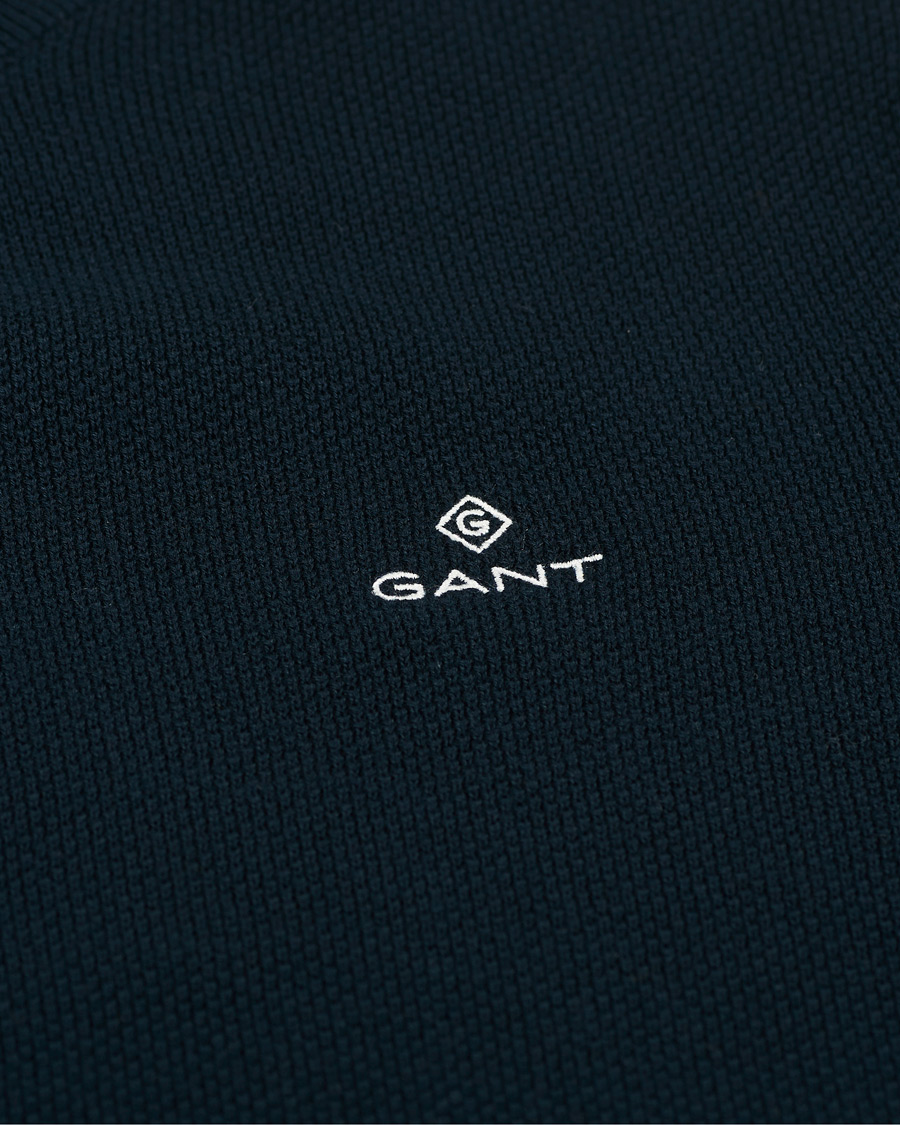 Homme | Pulls Et Tricots | GANT | Cotton Pique Crew Neck Eavning Blue