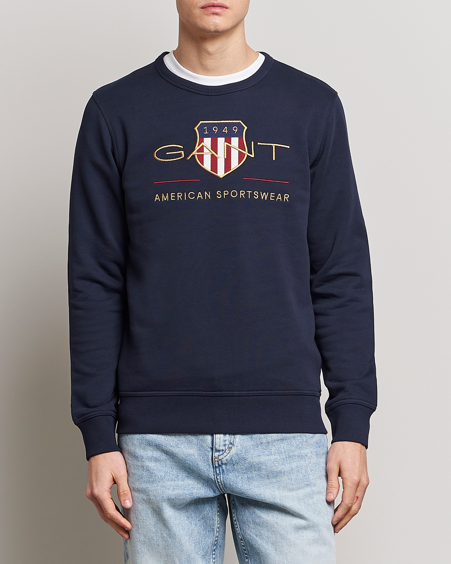 Homme | Pulls Et Tricots | GANT | Archive Shield Crew Neck Sweatershirt Evening Blue