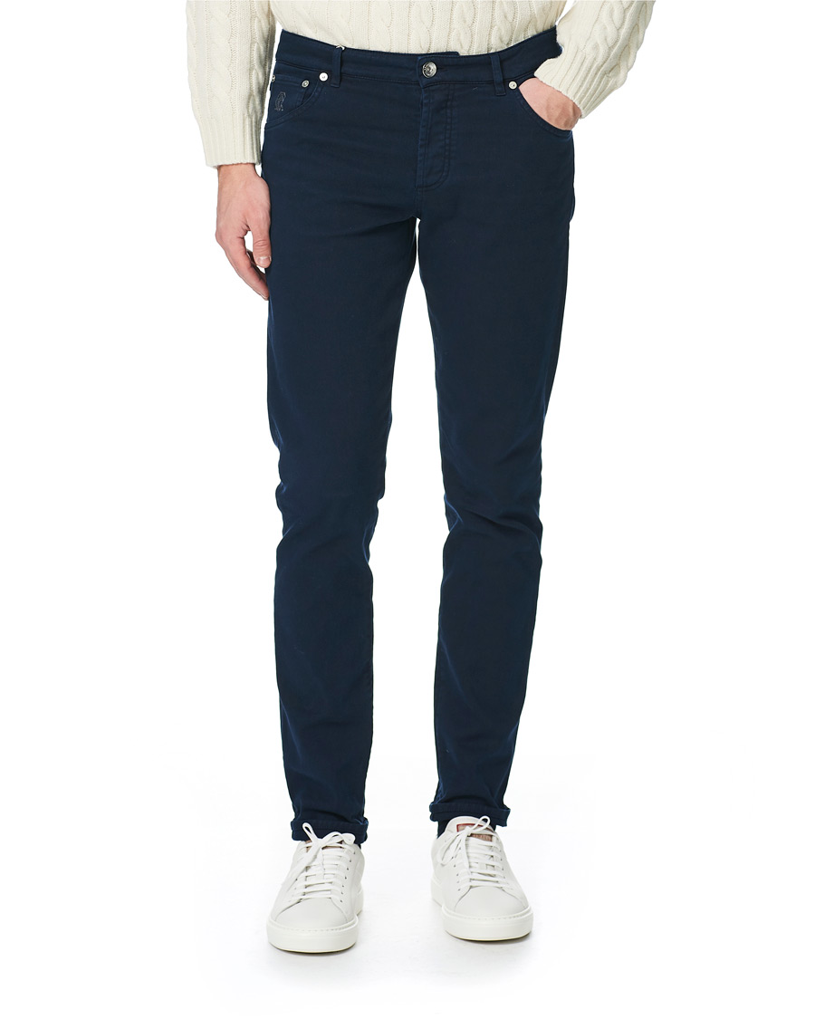 Homme |  | Brunello Cucinelli | Slim Fit 5-Pocket Twill Pants Navy
