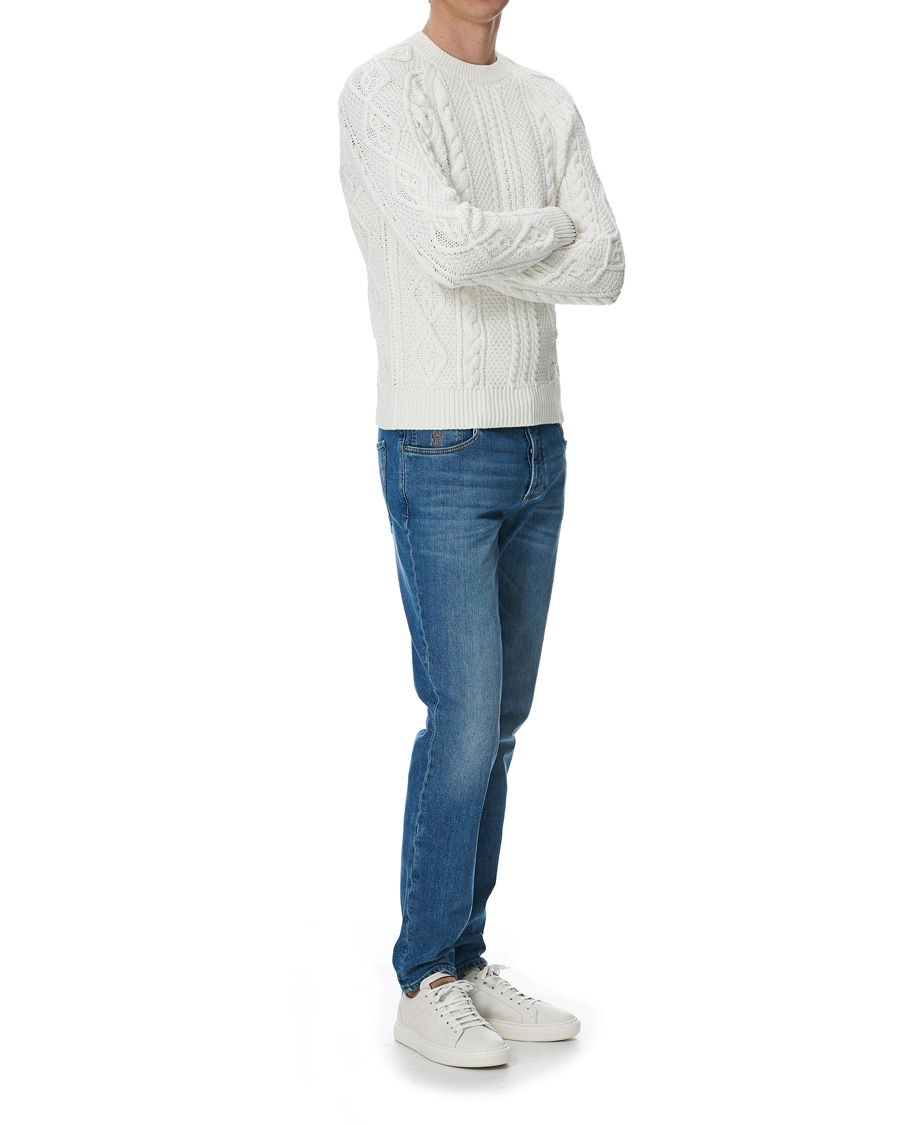 Homme | Pulls Et Tricots | Brunello Cucinelli | Cotton Aran Cable Sweater Off White