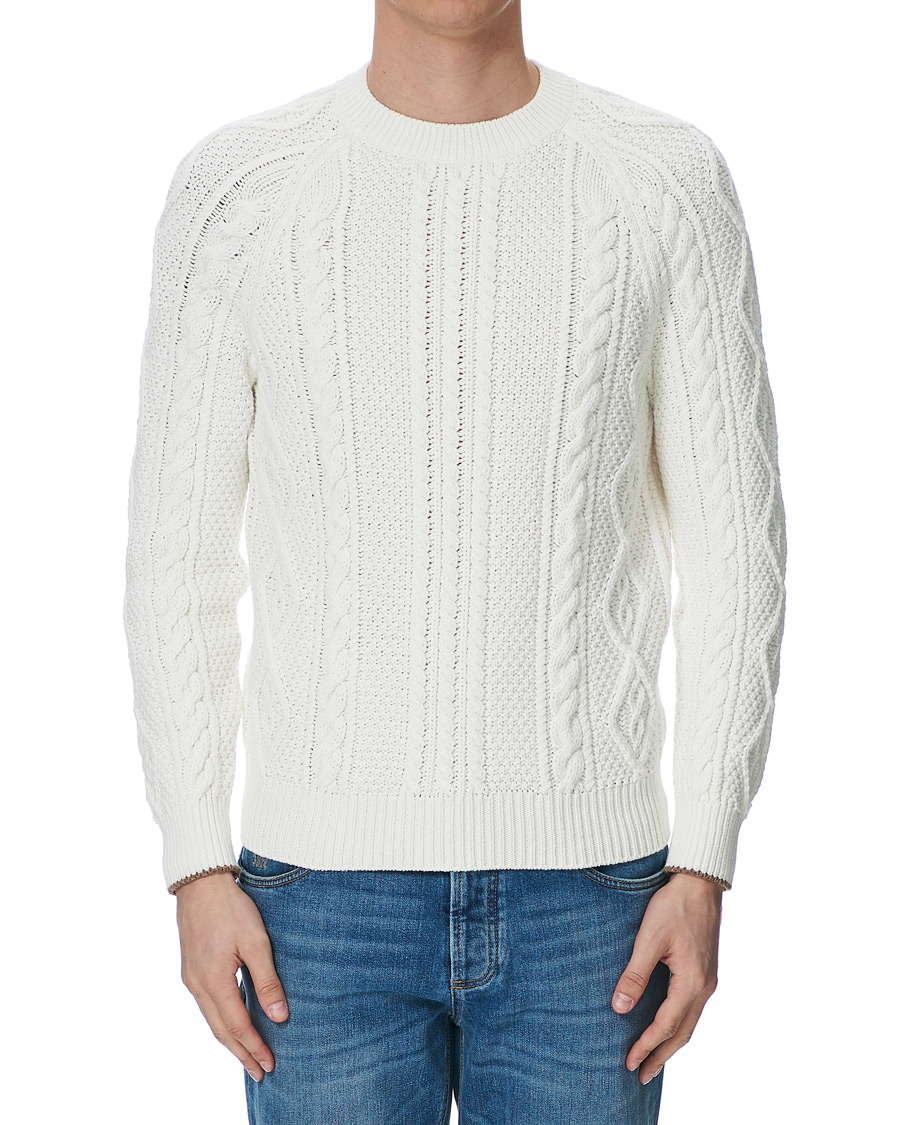 Homme | Pulls Et Tricots | Brunello Cucinelli | Cotton Aran Cable Sweater Off White