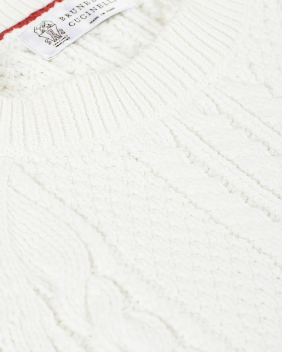 Homme | Pulls Et Tricots | Brunello Cucinelli | Cotton Aran Cable Sweater Off White