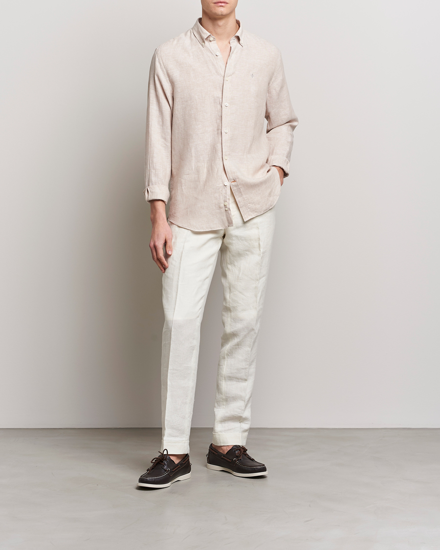 Homme | Chemises | Morris | Douglas Button Down Linen Shirt Khaki
