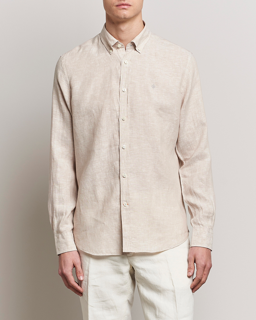 Homme | Preppy Authentic | Morris | Douglas Linen Button Down Shirt Khaki
