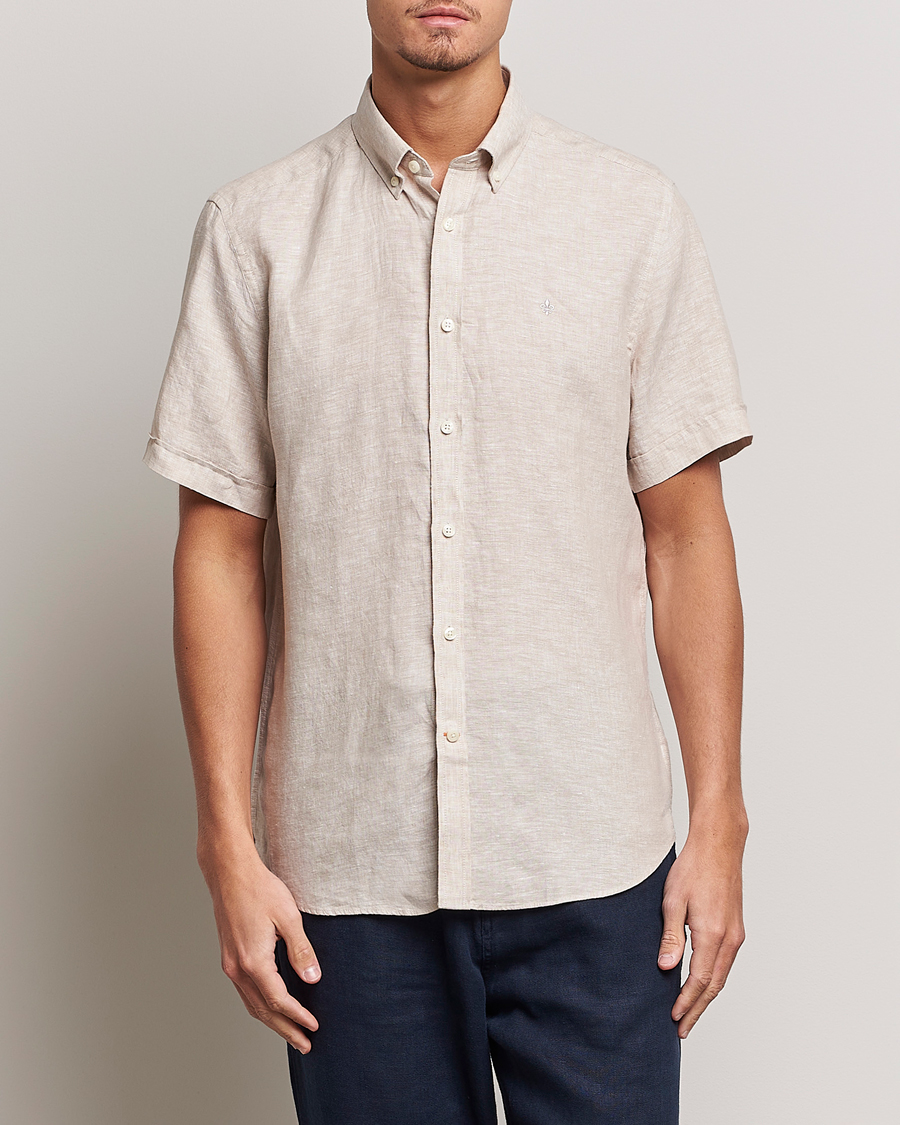 Homme | Chemises | Morris | Douglas Short Sleeve Linen Shirt Khaki