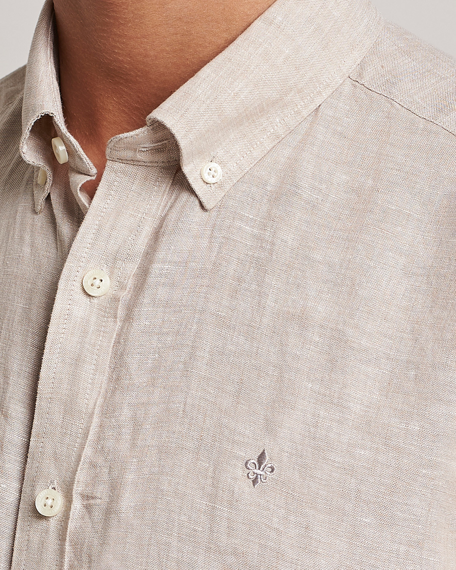 Homme | Chemises | Morris | Douglas Short Sleeve Linen Shirt Khaki