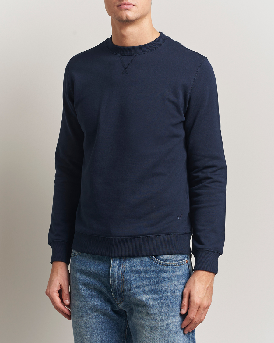 Homme | Pulls Et Tricots | Stenströms | Cotton Collage Crew Neck Navy