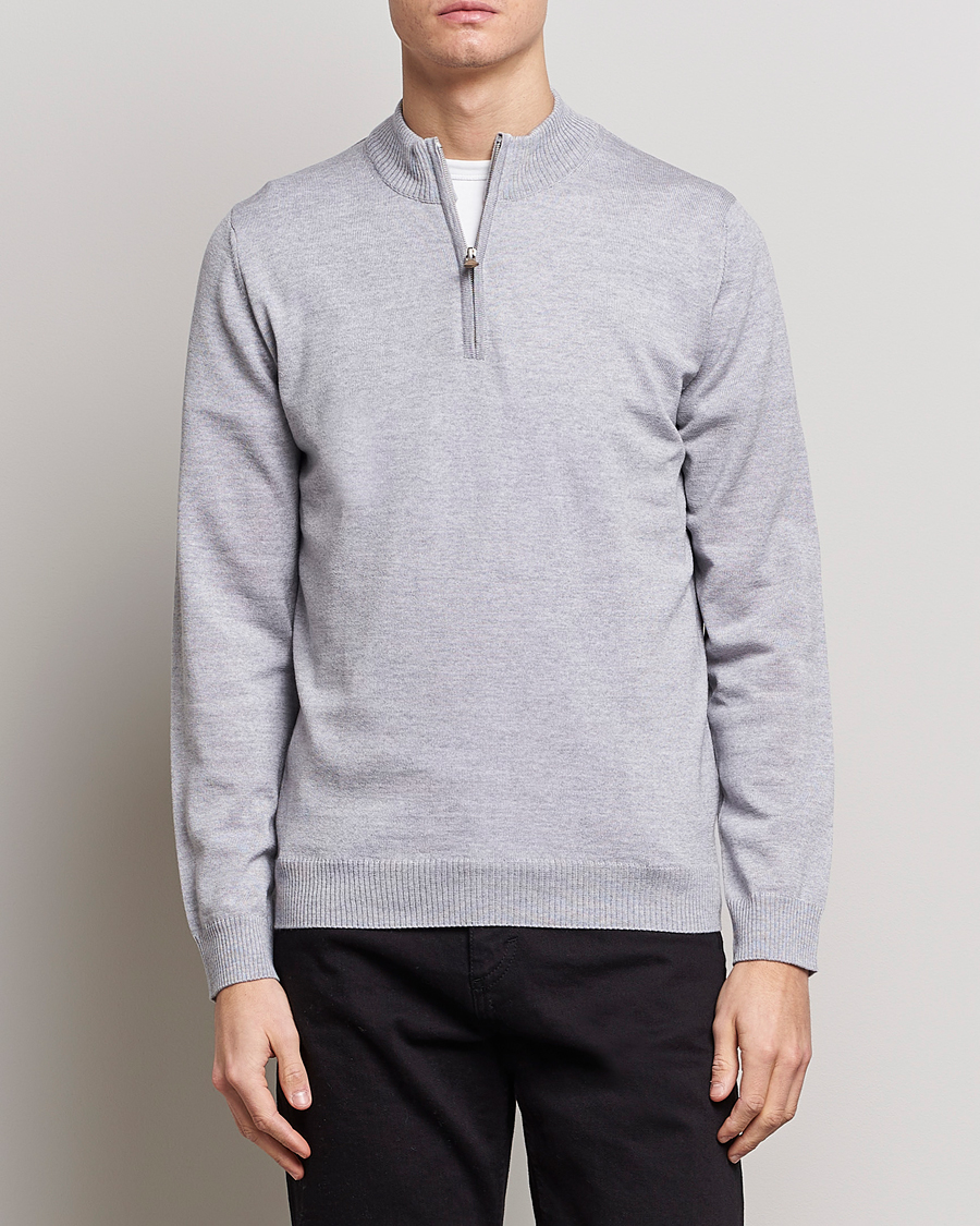 Homme | Pulls Et Tricots | Stenströms | Merino Half Zip Light Grey