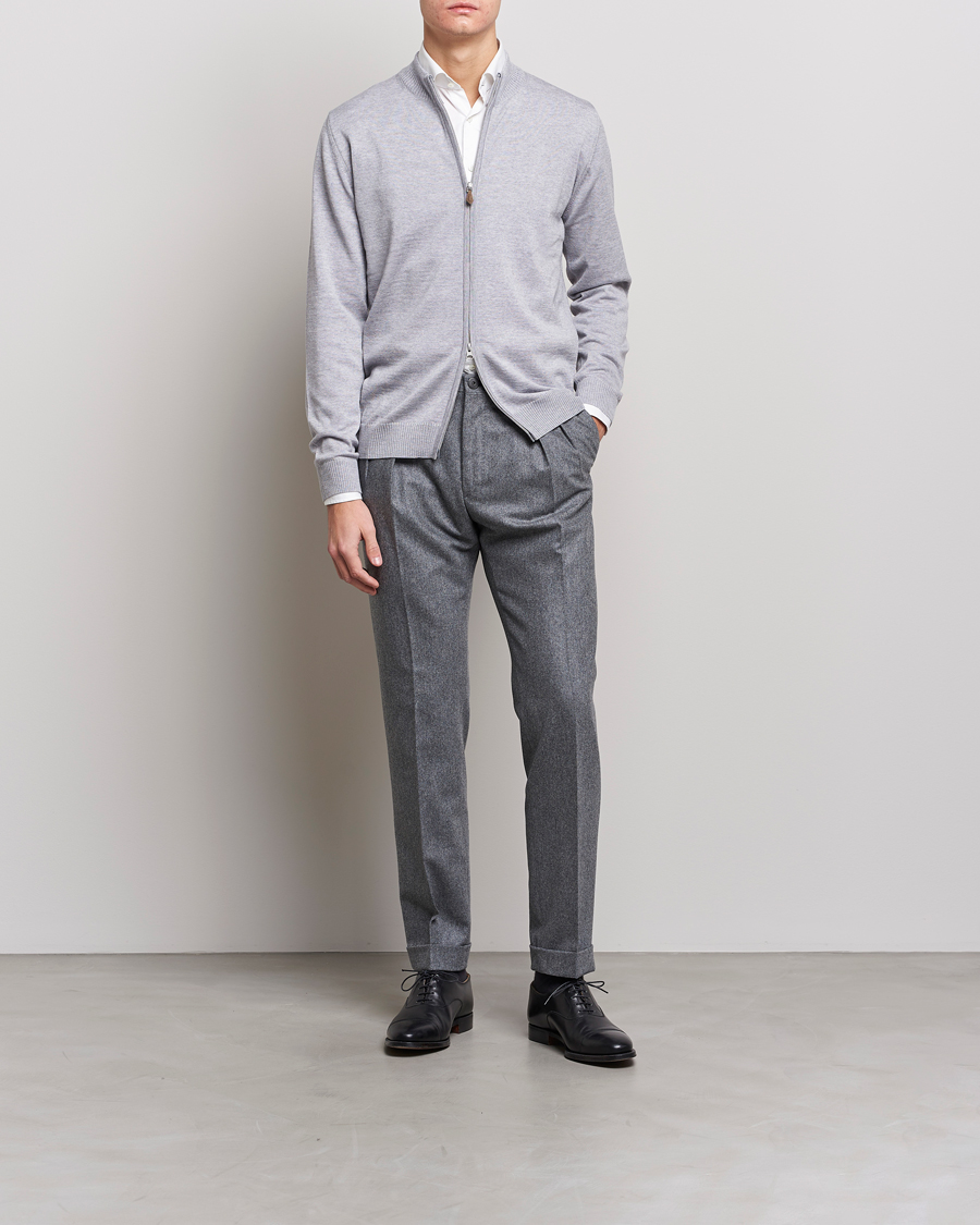 Homme | Pulls Et Tricots | Stenströms | Merino Wool Full Zip Light Grey