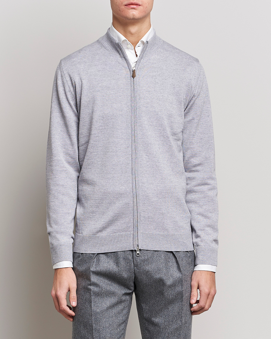 Homme | Pulls Et Tricots | Stenströms | Merino Wool Full Zip Light Grey