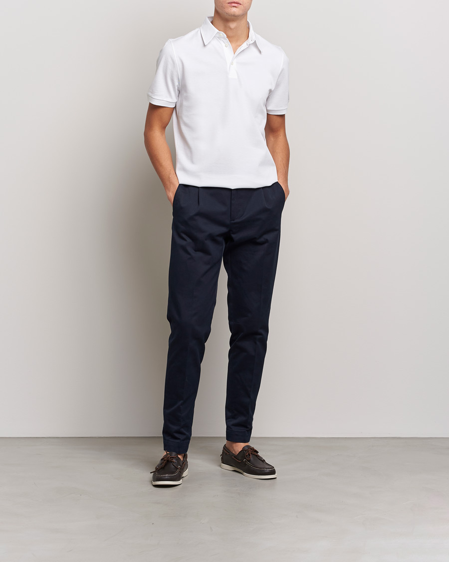 Homme | Polos | Stenströms | Cotton Polo Shirt White