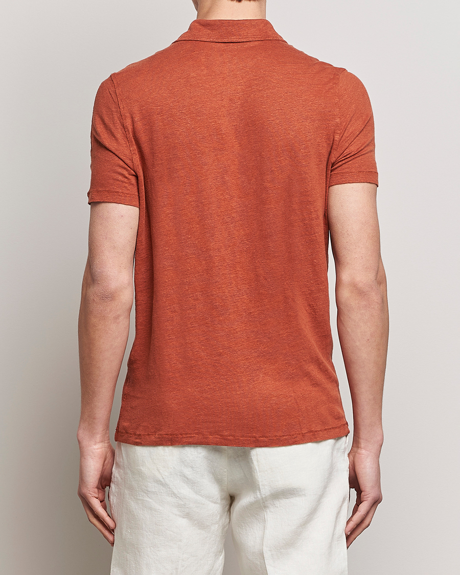 Homme | Polos | Stenströms | Linen Polo Shirt Rust